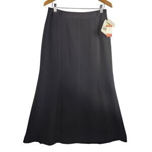 Liz Claiborne Collection A-Line Tailored Maxi Skirt WMS SZ 10 Black 100% Silk